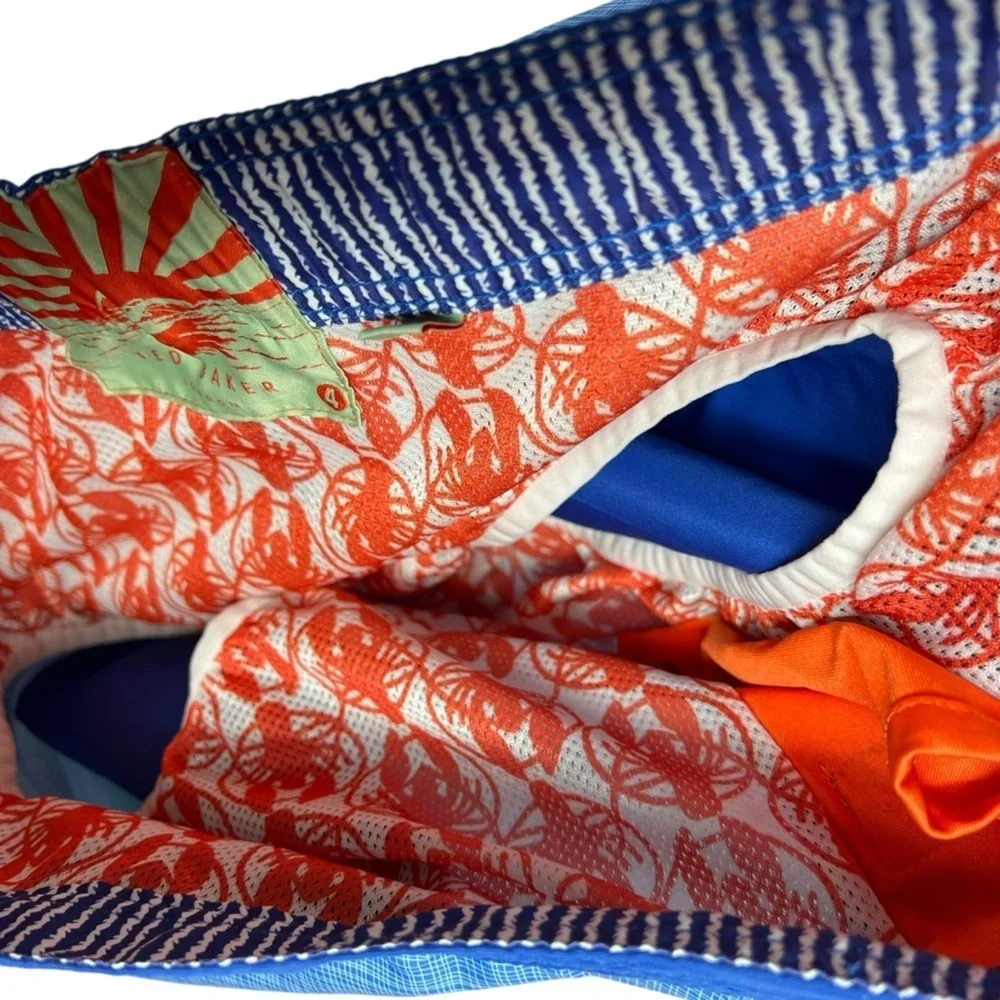 TED BAKER Blue Patterned Swim Trunks Size Large